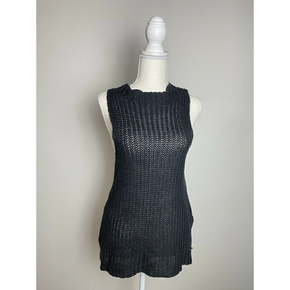ASOS top sz S/M Black Chunky Knit Sleeveless Mock Neck Tunic Etiquette Boutique
